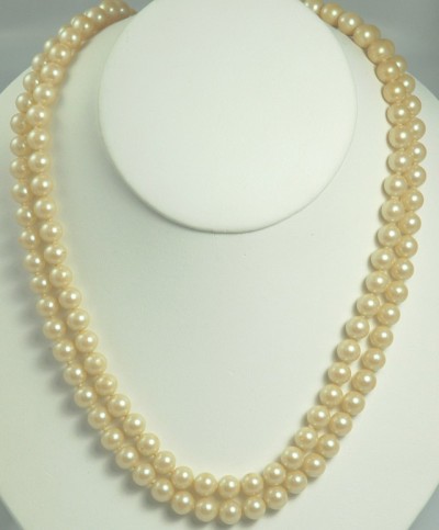 Exquisite Double Strand of Vintage Glass Simulated Pearls