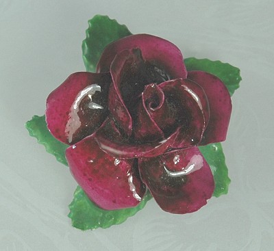 Porcelain Rose Pin Signed MADE in ENGLAND