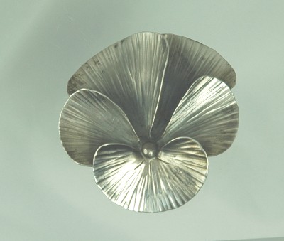 Sterling Silver Pansy Pin Signed N.E.