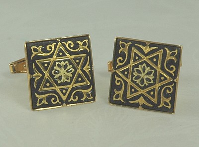 Star of David Damascene Hinged Back Cufflinks