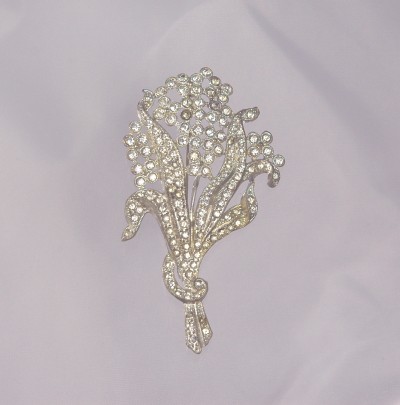 Sensational LITTLE NEMO Clear Rhinestone Floral Brooch