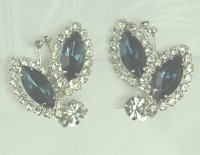 Vintage Silver Tone  D&E Rhinestone Earrings Signed TARA