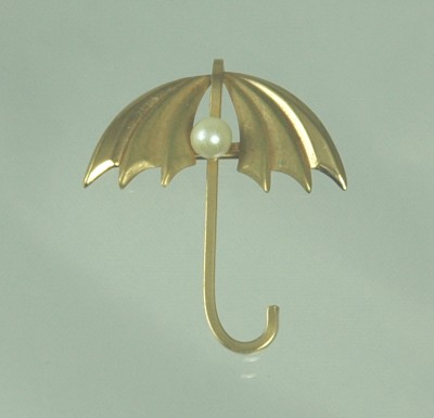 Cute Vintage Umbrella Pin Signed DCE