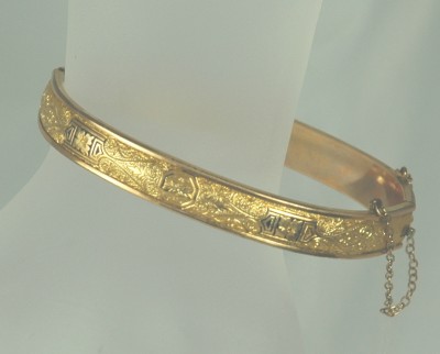 S.O. BIGNEY Co. Art Deco Cuff  Bangle with Vermicelli Engraving