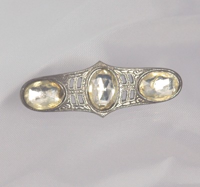 Stunning Art Deco Pin with Bezel Set Clear Stones