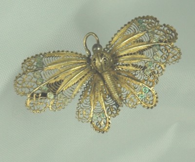 Italian Sterling Filigree Butterfly Pin/Pendent