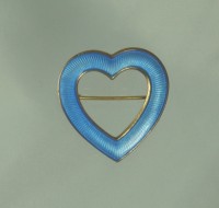 AKSEL HOLMSEN Sterling and Guilloche Enamel Heart Pin