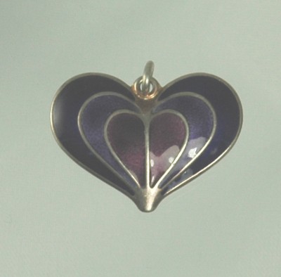 DAVID ANDERSEN Sterling and Enameled Heart Pendant