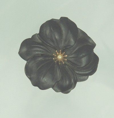 Victorian Mourning Jet and Pearl  Pansy Floral Pin - 1890s-Book Piece