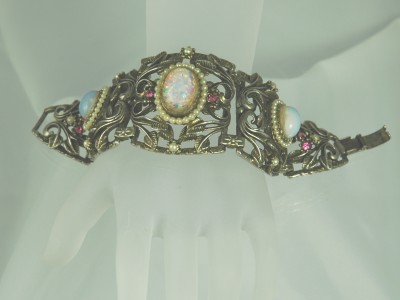Antique- Golden Finish Vintage Panel Link Bracelet
