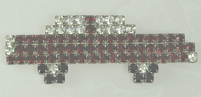 Art Deco Mostly Red Rhinestone Car Brooch