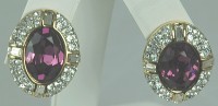 Posh Vintage Rhinestone Clip- on Earrings Signed GIVENCHY