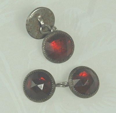 Faceted Red Glass Art Deco Cufflinks