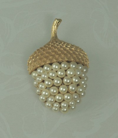 TRIFARI Acorn Pin/Brooch of Faux Pearls
