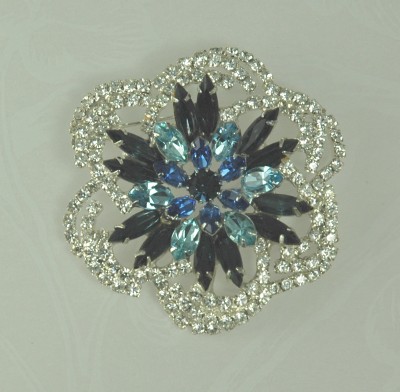 Exquisite Designer Quality Undulating Rhinestone Circle Brooch