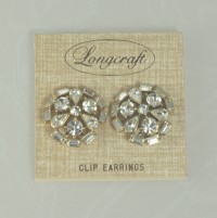 Gold- tone and Clear Rhinestone Clip- on Earrings