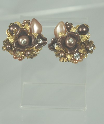Elaborate Clip-on Cluster Earrings from BEAUJEWELS