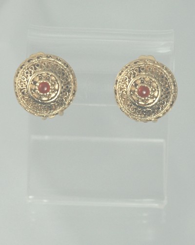 Stunning Domed Button Gold Tone Earrings by ELLEN DESIGNS