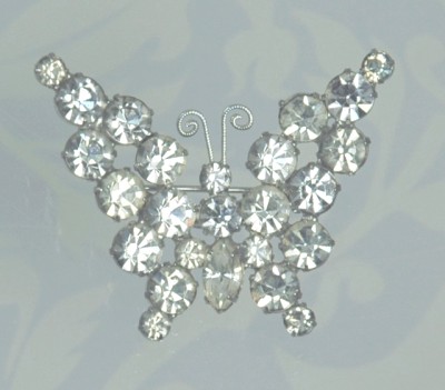 Spectacular, Confirmed DELIZZA & ELSTER JULIANA Clear Rhinestone Butterfly Brooch