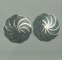 Signed A. GARCIA Taxco Mexican Sterling and Crushed Turquoise Earrings
