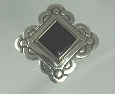 JAMES AVERY Sterling and Onyx Brooch