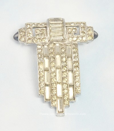 Stupendous ART DECO Rhinestone and Glass Dress Clip