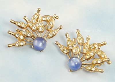 Vintage Blue Moonstone and Rhinestone Bowling Themed Scatter Pins