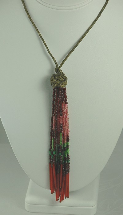 Glorious 1920s Mesh Cord and Glass Bead Sautoir