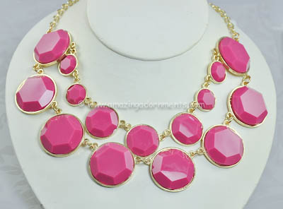Stunning Contemporary Berry Colored Resin Bib Necklace