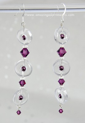 Artisan Sterling Silver Rock Crystal Quartz, Swarovski Crystal and Swarovski Pearl Earrings