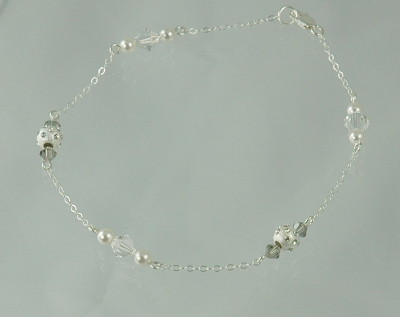 Swarovski Crystal  and Sterling Anklet