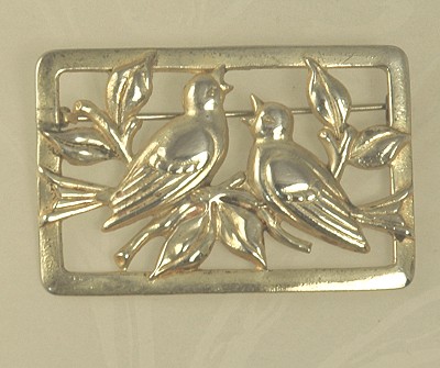 Sterling CRAFT by CORO Jensen Like Birds in a Frame Brooch