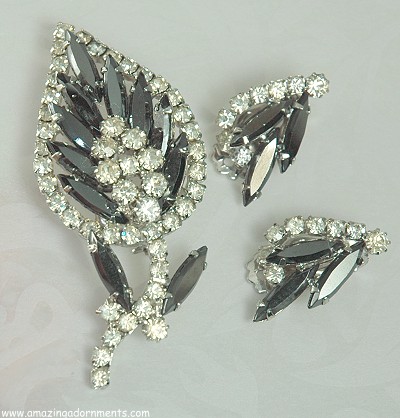 Distinguished Hematite and Clear Rhinestone Set from DELIZZA and ELSTER