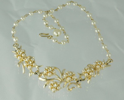 Rhinestone and Faux Pearl Necklace from CORO