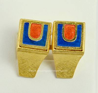 Strong Mod Enamel Couture Cufflinks Signed GIVENCHY