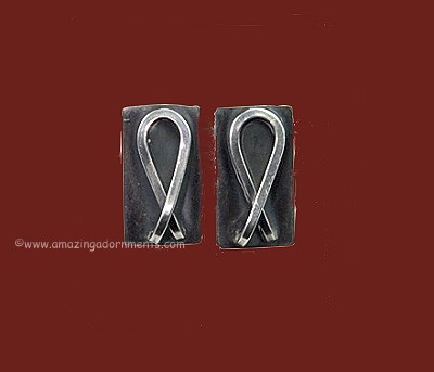 PAUL LOBEL Modernist Sterling Silver Biomorphic Ribbon Cufflinks