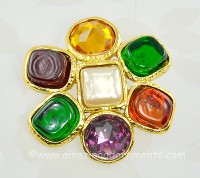 Superb Runway Couture Gripoix Poured Glass and Faux Pearl Brooch Signed CHANEL FRANCE