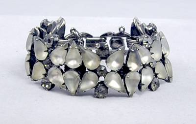 Unusual Vintage Frosted Pear and Smoke Rhinestone Bracelet from DELIZZA and ELSTER
