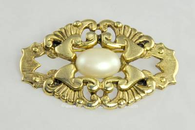 Lovely Contemporary Brooch with Faux Pearl Signed JENNIE JOHANSEN