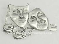 Contemporary Comedy and Tragedy Masks Pin Signed JJ