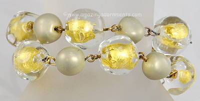 Groovy Vintage Imbedded Golden Foil Bauble Bracelet Signed SCHIAPARELLI