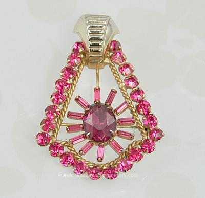 Vintage Pink and Purple Rhinestone Brooch and Pendant Combo