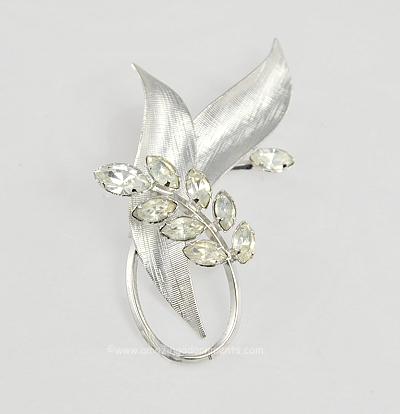 Refined Vintage Sterling and Rhinestone Floral Spray Brooch Signed STAR ART