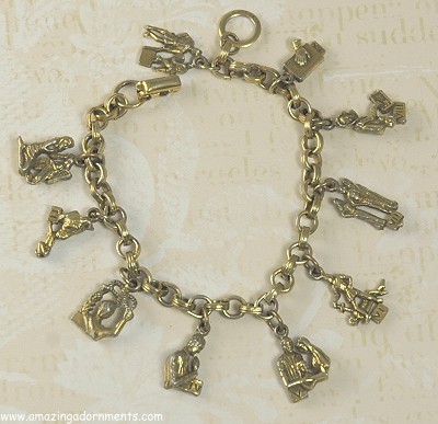 Vintage CORO Ten Commandments Charm Bracelet