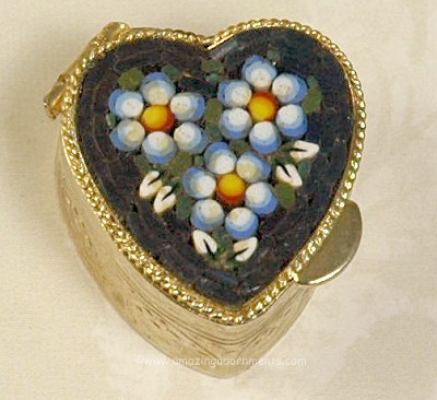 Cute Mosaic Topped Heart Shaped Pill Box