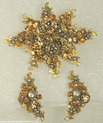 Extravagant Beaded Demi Parure Signed ROBERT DEMARIO