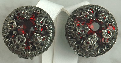 CHRISTIAN DIOR by KRAMER Opulent Vintage Red Crystal Earrings