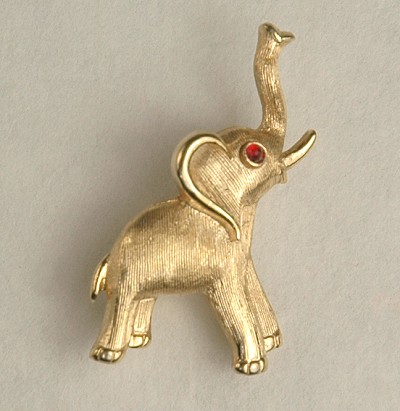 Cute CROWN TRIFARI Good Luck Elephant Figural Pin