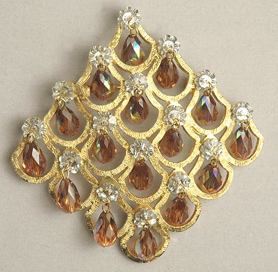 Vintage VENDOME Cascade Collection Dangling Crystal Brooch~BOOK PIECE -  Amazing Adornments