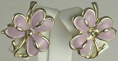 Vintage CORO Purple Shamrock Enamel Clip on Earrings